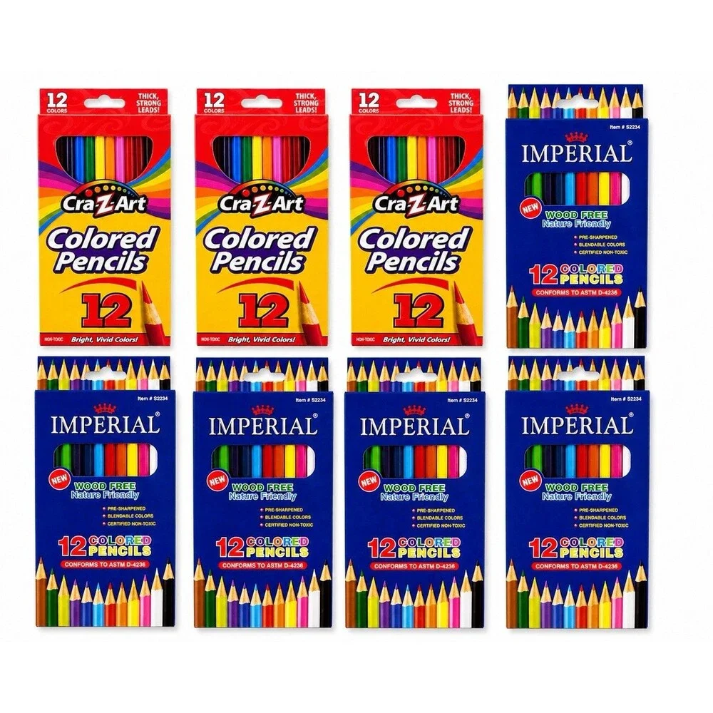 8 Pack Colored Pencils 12 Count Bulk Cra-Z-Art Imperial Kids School Art Supplies